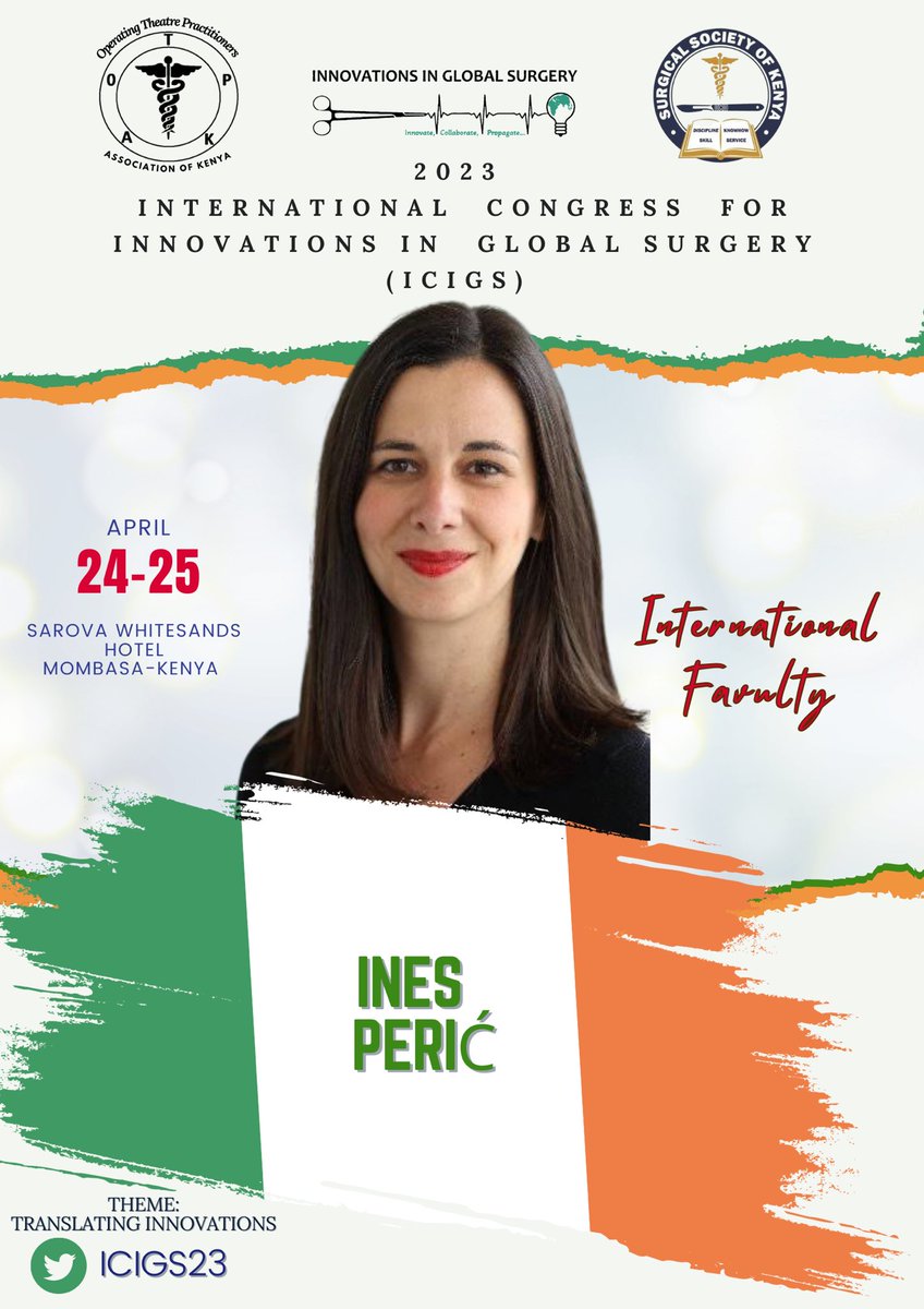 Introducing Ines @ines_peric. She is the Education Programme Officer @RCSI_GlobalSurg Institute of Global Surgery, School of Population Health. We are excited to have her and the team from @RCSI_GlobalSurg on board! Have you registered yet? Visit conference.ssk.or.ke