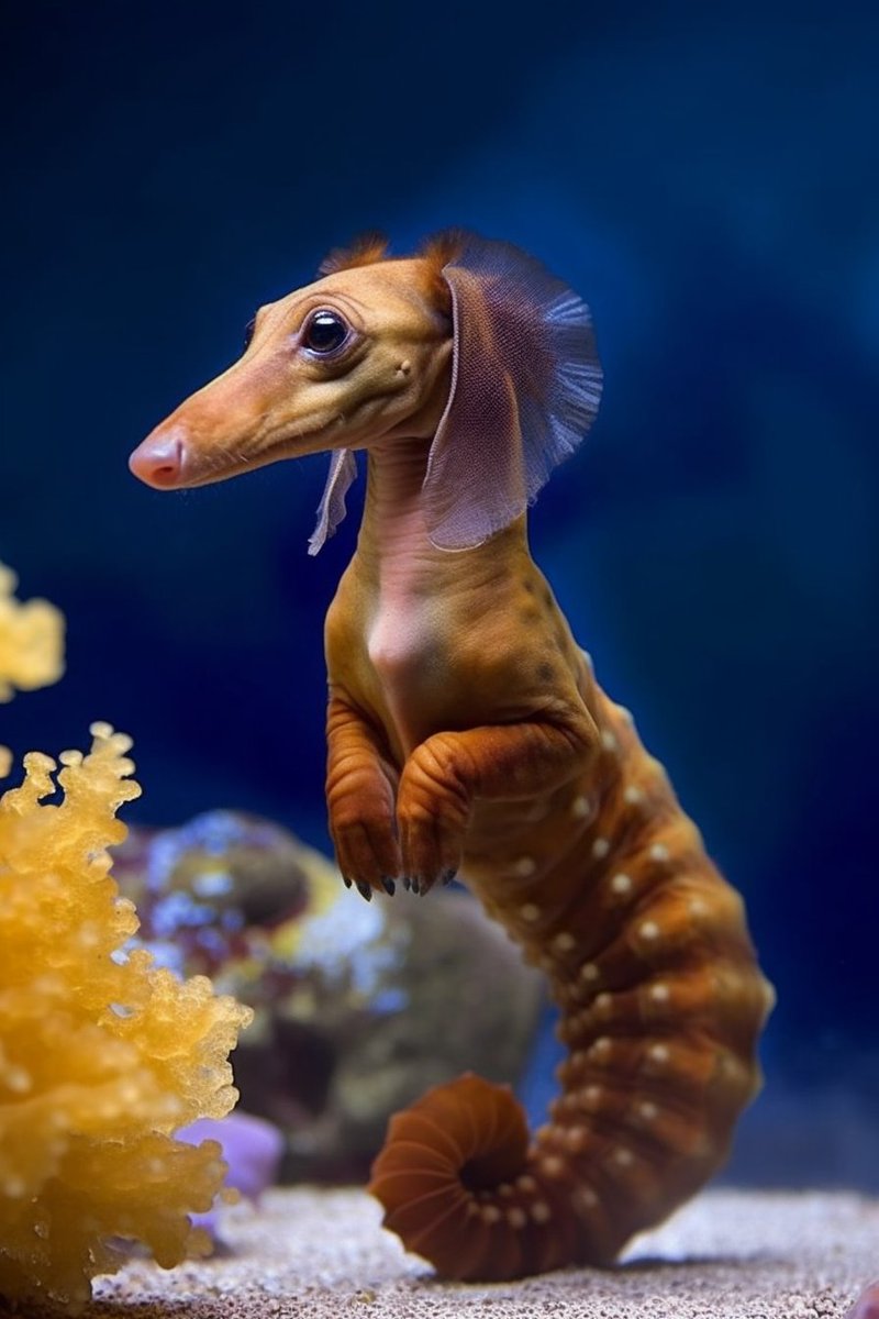 daichshunds's tweet photo. #Midjourney &amp; Doctor Moreau present:

The (remastered) Dachshund Seahorse

#AIDoctorMoreau https://t.co/HRpvc6GJWy