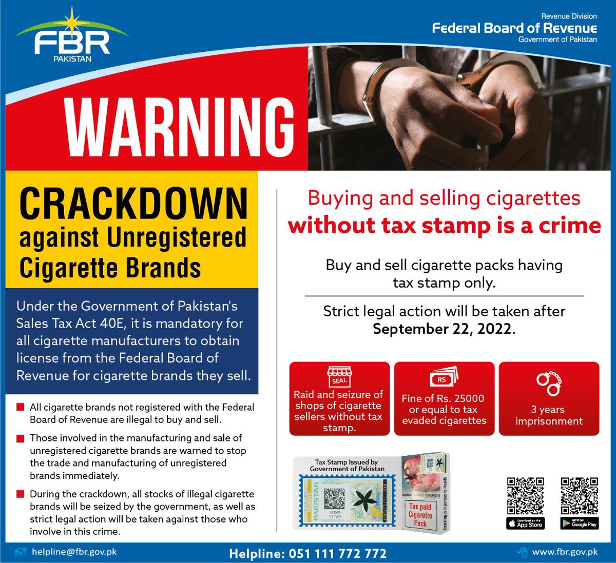 PACTPak's tweet image. Beware! Buying or selling unregistered cigarette brands is illegal and can result in serious legal consequences, including penalties and imprisonment. #Tobaccoff #health #lungproblem #smoking #tobacco