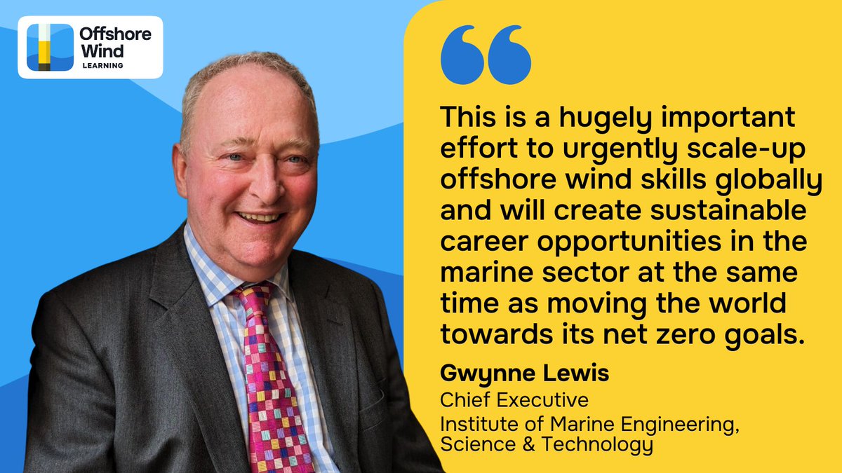 OffWindLearning's tweet image. &quot;This is a hugely important effort to urgently scale-up #offshorewind skills globally&quot; says Gwynne Lewis, Chief executive of our founding partner @IMarEST on the new online course.

Enrol today to start your #OffshoreWindLearning journey👉 offshorewindlearning.com