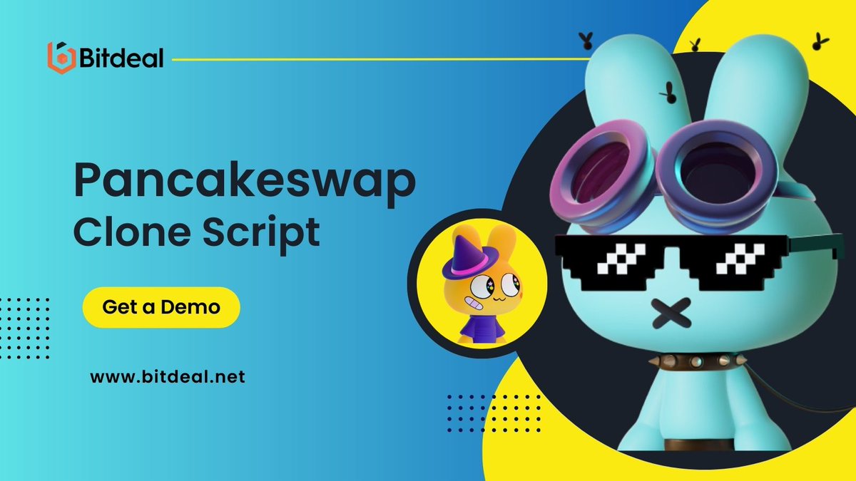 bitdeal001's tweet image. Want to tap into the explosive growth of decentralized finance? Bitdeal&apos;s Pancakeswap Clone Script can help you to succeed.
Tap to reach us &amp;gt;&amp;gt; bit.ly/3UMMvVB

#Defi #pancakeswap #defiexchange #defiworld #entrepreneurs #startups #usa #uk #canada #india #london