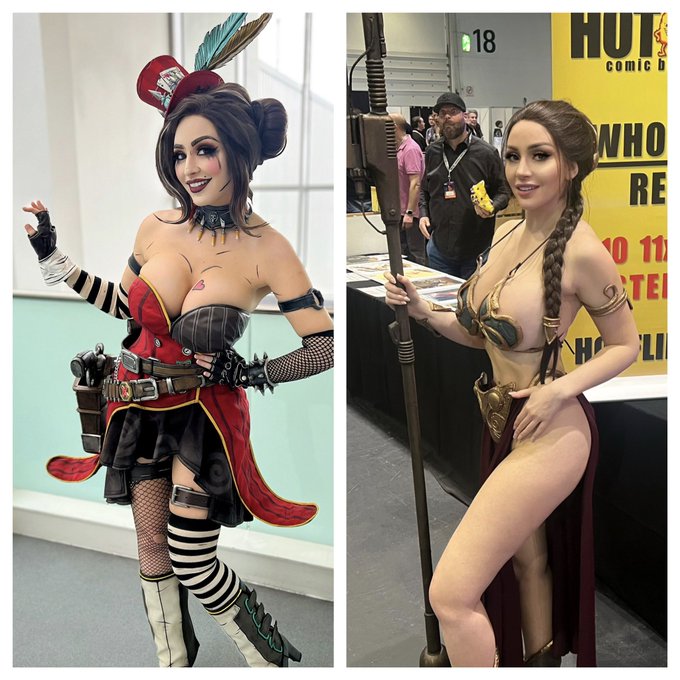 I&rsquo;ll be bringing a brand new Cosplay to @walescomiccon but what should I wear on the other day?   POLL<a class="tags" target="_blank" title="On Twitter" href="/?out=eyJ0eXAiOiJKV1QiLCJhbGciOiJIUzUxMiJ9.eyJpYXQiOjE3MjA3MjgzMTIsImlzcyI6InR3cG9ybnN0YXJzLmNvbSIsIm5iZiI6MTcyMDcyODMxMiwiZXhwIjoxNzUyMjY0MzEyLCJyZWRpcmVjdF91cmwiOiJodHRwczovL3R3aXR0ZXIuY29tL3dhbGVzY29taWNjb24ifQ.x_ue6sYyzy49rG61Xus1fohuVDIQfTyoS8HbqOPUJnaZmLav0TdFnajQo2mV7Ya8ftIMu9vfT4ItKw6z_g1hhA">@walescomiccon</a><a href="/tag/cosplay"class="tags"><span>#cosplay</span></a>
