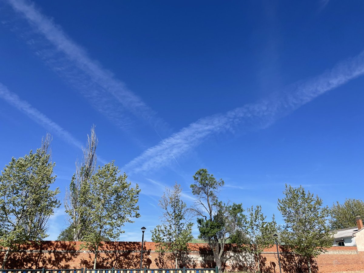 chabe_tita's tweet photo. @tiempobrasero cada vez es más habitual un cielo despejado y estás “nubes” que dejan los aviones
#nubes #estelasdeaviones #estelasquimicas https://t.co/LSOJXrlIfC
