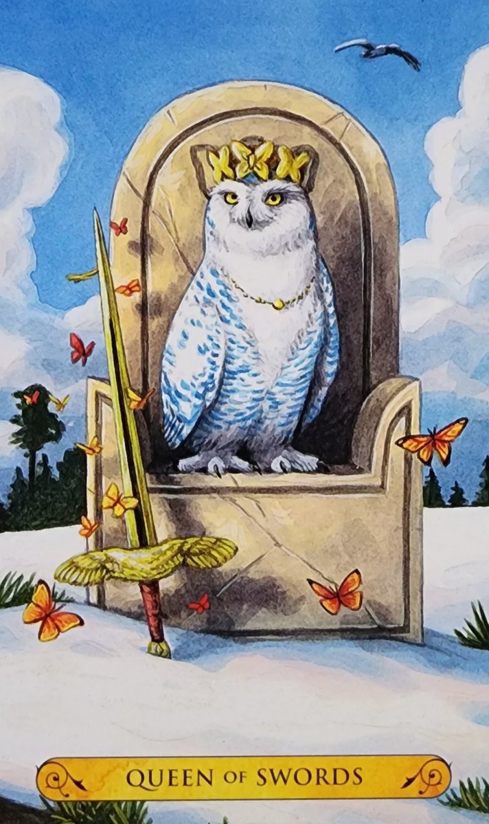 cardsandrocks's tweet photo. Air signs: Gemini ♊️ Libra ♎️ Aquarius ♒️ 
Card of the day: Queen of Swords 🗡   You already know what you are supposed to be doing, and have a plan. It is time to execute! Don't let fear hold you back. Your ideas are needed. 
#tarot #tarotoftheowls 🦉 https://t.co/Hfw1x4HERI