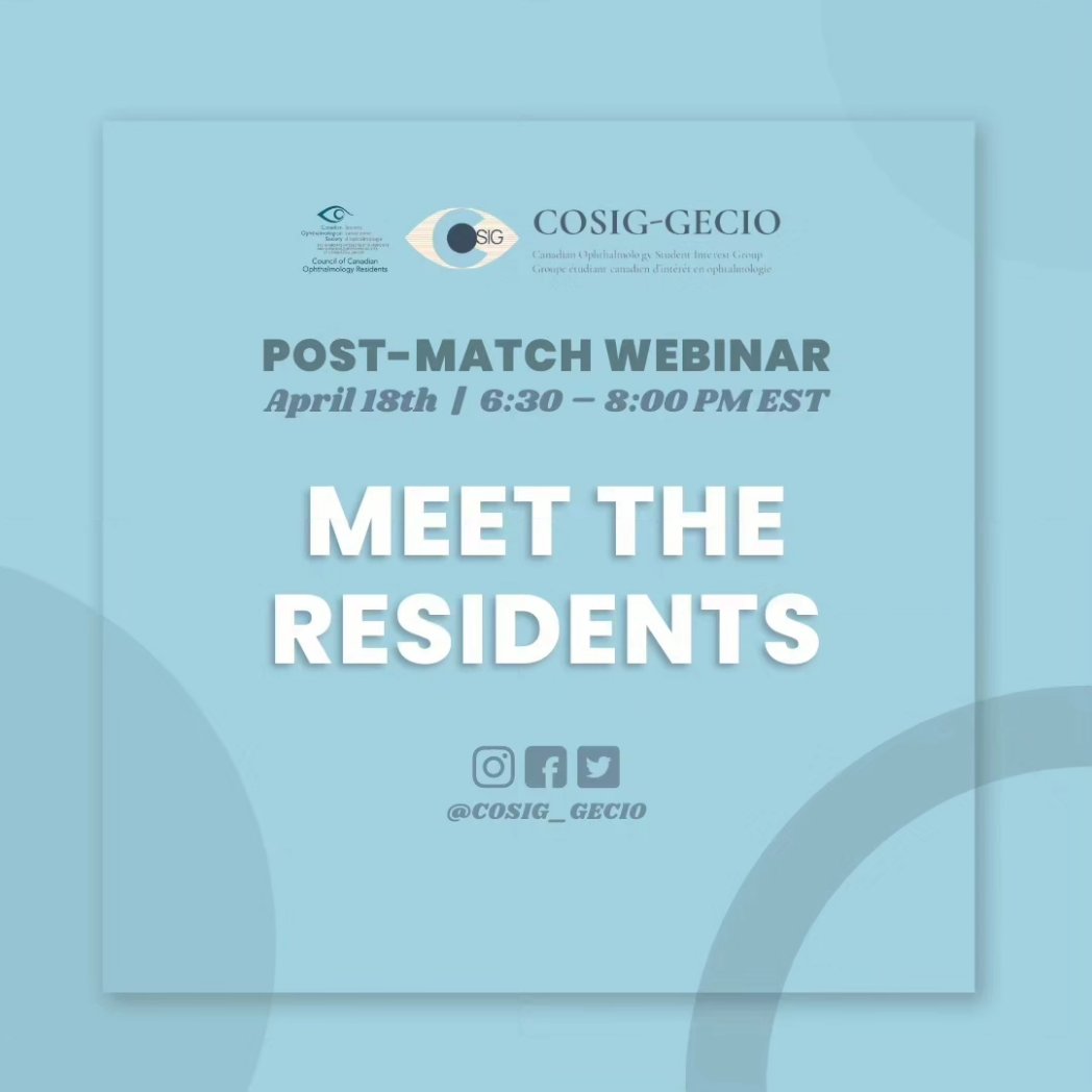 COSIG_GECIO's tweet photo. Today's the day! Remember to sign up for our post-match talk. In the meanwhile here are more of our amazing speakers! https://t.co/1qfBvOJHOt
#meded #Ophthalmology https://t.co/NyyVrX7HxQ