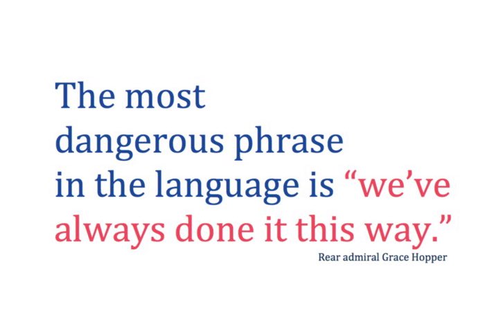 Good morning &amp; happy Tuesday! Changing times require new approaches &amp; new ideas. Don’t fall into the “we’ve always done it that way” trap. What worked in 1985 might not work today! It might…but it might not. #DeepThoughts
