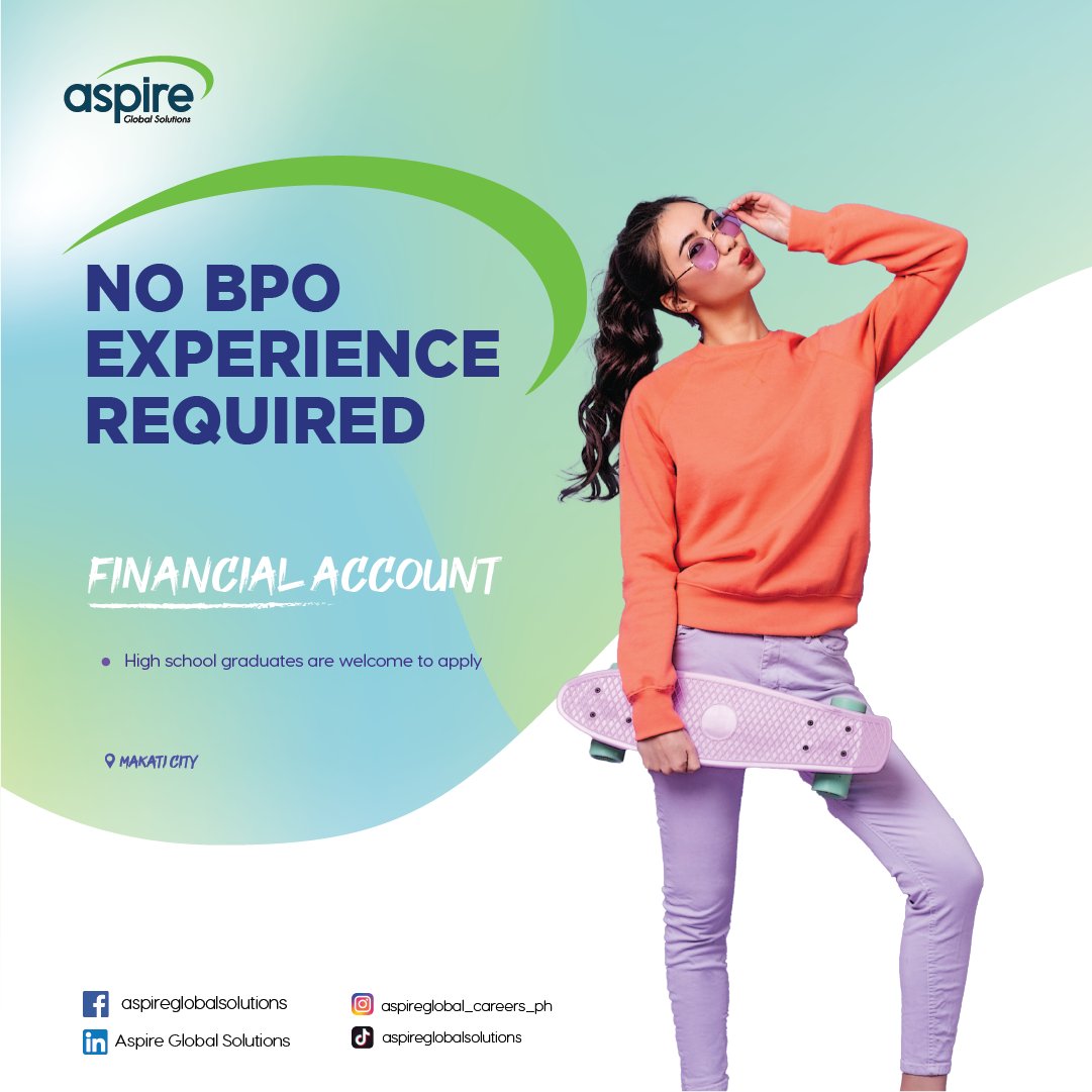 aspireglobal_ph's tweet image. Are you a high school graduate looking for a challenging and rewarding career in the finance industry?

We're hiring Customer Service Representative for Financial Account!✨

✅DM us

#aspirehiring #aspirecallcenterjobs #financialaccount #aspireglobalcubao #aspirehigher