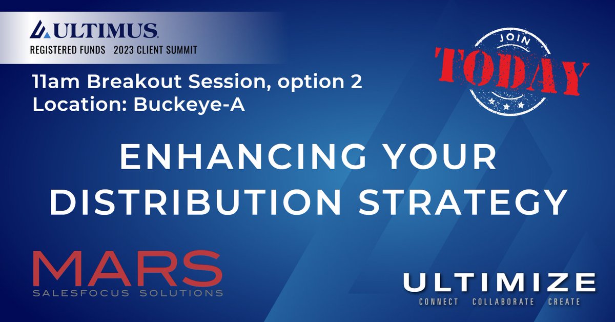 SFSMARS's tweet photo. Join the discussion with our very own Nicole Callies as a panelist for the 11am breakout session at the Ultimus Fund Solutions Client Summit: Enhancing Your Distribution Strategy https://t.co/pYsiSCG5kt