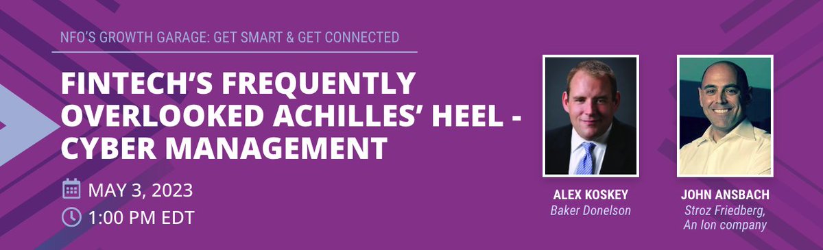 Different take on value of cyber management from Alex Koskey and John Ansbach, compliments of <a href="/NatlFintechOrg/">National Fintech Organization (NFO)</a> (NFO)

us06web.zoom.us/webinar/regist…