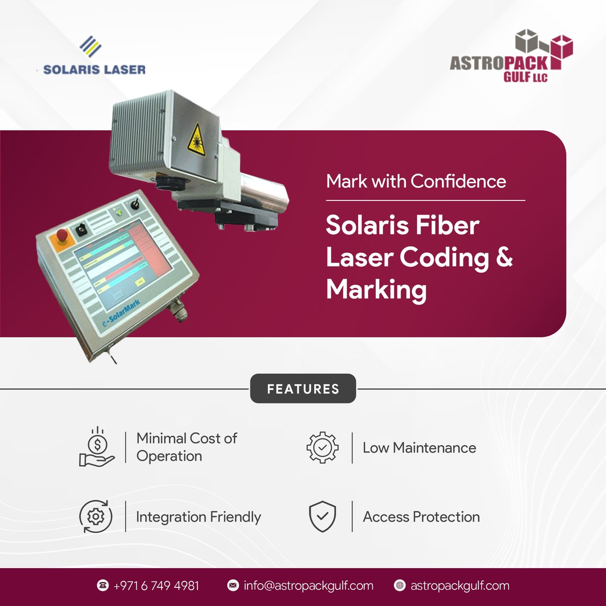 AstropackGulf's tweet image. Ready to take your product marking and coding to the next level?Astro Pack's Solaris Fiber Laser Coding and Laser Marking series is the perfect solution for you! 

astropackgulf.com

#astropack #lasercoding #fiberlaser #solaris #checkweigher #teorema #printing #printingidea