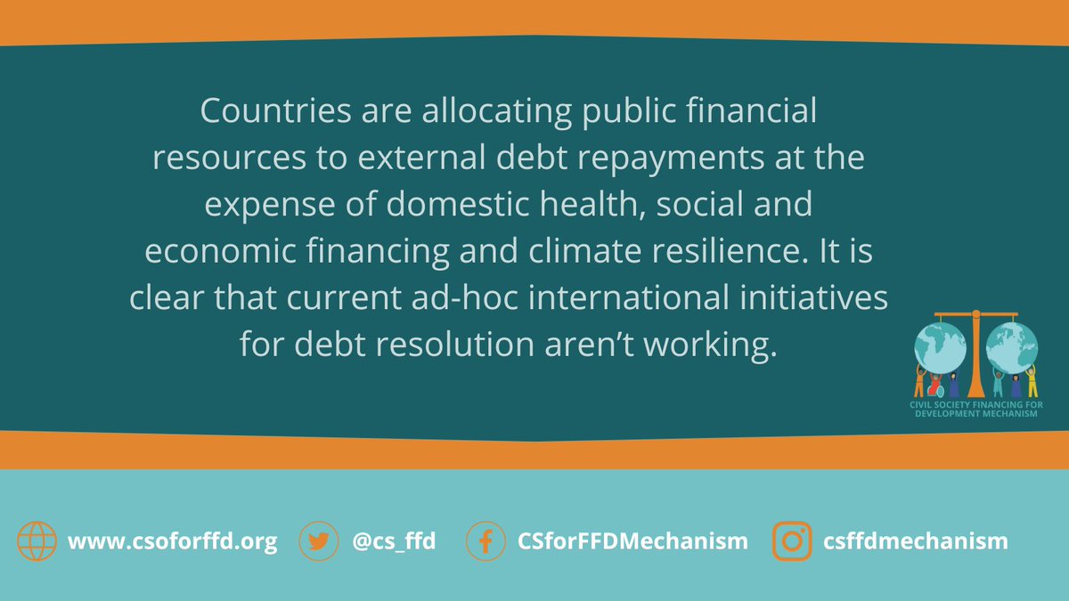 We demand urgency in addressing debt vulnerabilities in low and middle-income countries. We call for the development of an improved international debt architecture, to support debt cancellation when needed. #DebtJustice #FfD4 #Fin4Dev