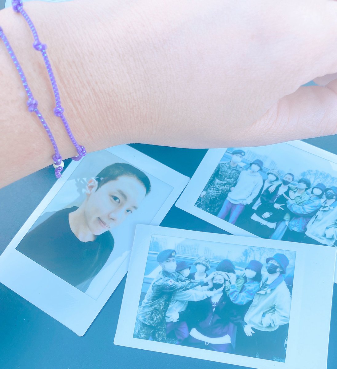 CYPHERS_DDAENG3's tweet photo. Today added another Purple String with 7knots for @BTS_twt + 1 big knot to tied together (#BTSARMY), blue bead symbolize hobi mic and yellow symbol of being a sunshine. With OT7 Polaroids. I have 2 strings now.🥹💜
#HaveASafeFlightOurHOPE
#PurpleStringProject
#BTSARMY https://t.co/3CYNyVCkP2