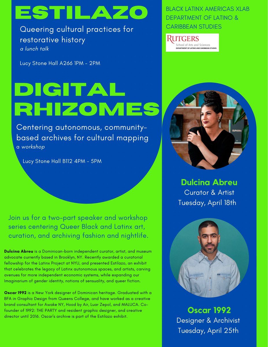 Excited for this 2-part series we’re hosting centering Black &amp; Latinx queer art, fashion &amp; nightlife with curator Dulcina Abreu &amp; designer Oscar 1992 🧡🥰 Join us today &amp; next week! #Estilazo #BlackLatinxAmericasXLab