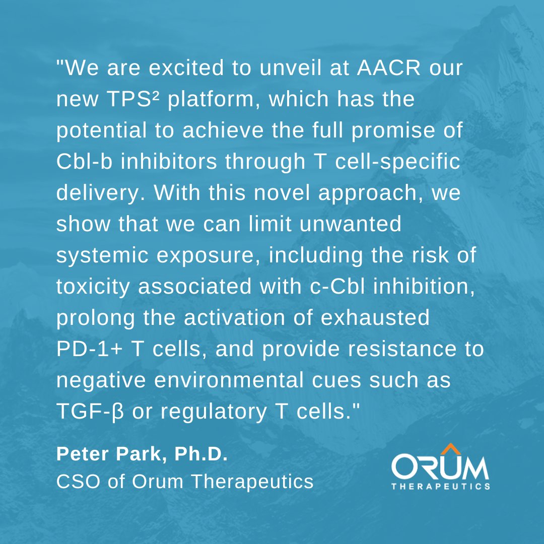 Orum Therapeutics Unveils New Program at #AACR23, Highlighting Cbl-b Inhibitor-PD-1 Conjugate, and Presents New Data Supporting Clinical Development of Two GSPT1 Programs bit.ly/3A2KCdw #immunooncology #targetedproteindegradation #cancer #oncology