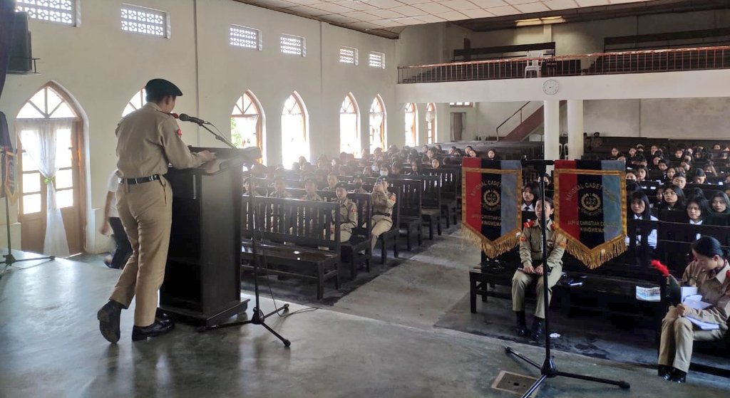 prodefkohima's tweet photo. NCC cadets of Japfu Christian College, Kigwema, #Nagaland participated in a Debate cum Seminar on #GlobalWarming, #wastemanagement, #NaturalResources &amp; #EnvironmentalPollution, during the week-long celebration of #EarthDay2023.  @SpokespersonMoD @HQ_DG_NCC @nccner @PIBKohima https://t.co/5KIUxTy0Lw