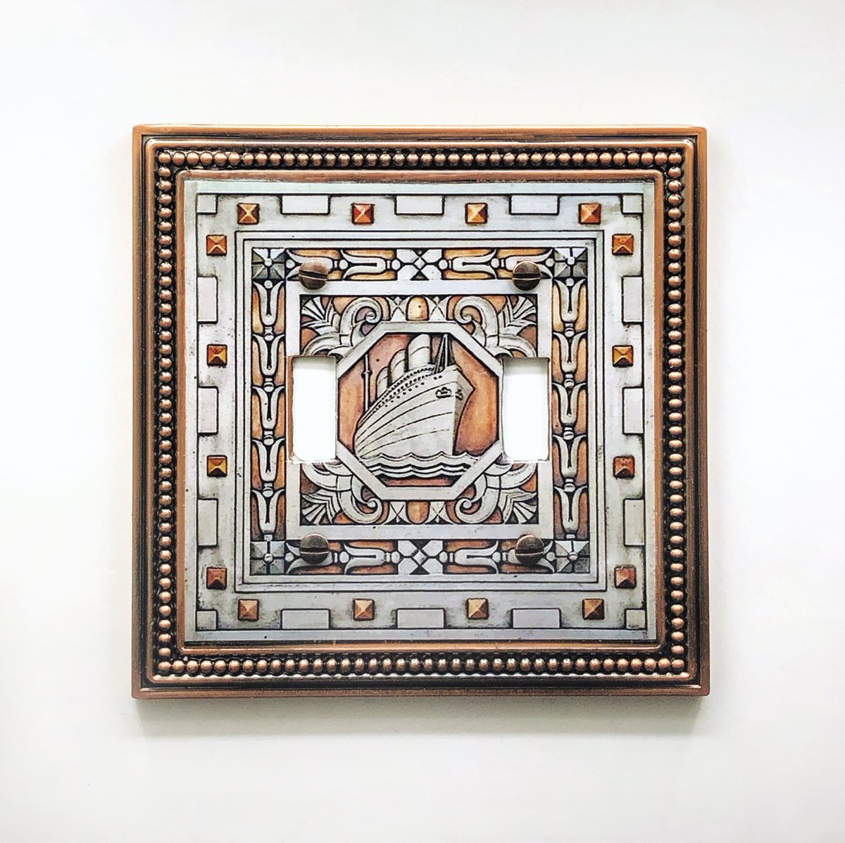 serra_artcraft's tweet photo. Deco Ocean Liner Double Toggle Wall Plate, in copper #LightSwitchCover #Switchplate 
$75.00
➤ https://t.co/GrlBvjLV9e https://t.co/9jrcCtNzFv