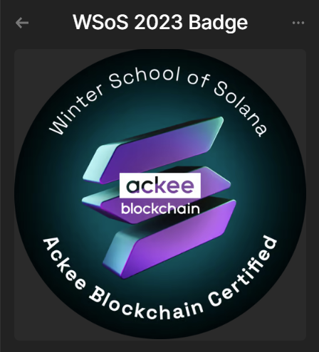 Jrej_dev's tweet photo. Just received the NFT from @AckeeBlockchain that certifies my completion of the Winter school of Solana. #WSoS
I'm proud to be adding that experience to my resume and excited to be using my new skillset to build fun tools on #Solana. LFBuidl!
Also, wen fully on-chain resume? https://t.co/BmCAldyFQJ