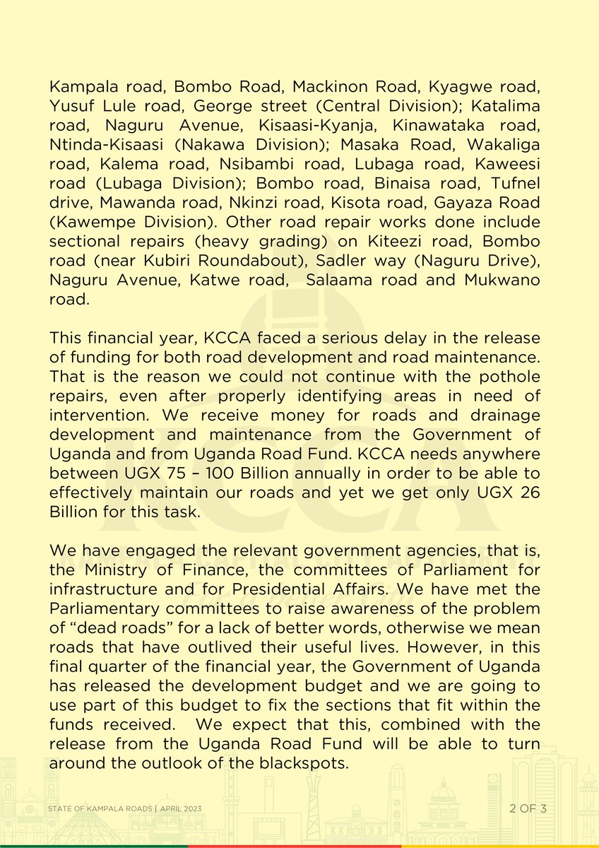 Kampala Capital City Authority (KCCA) tweet media