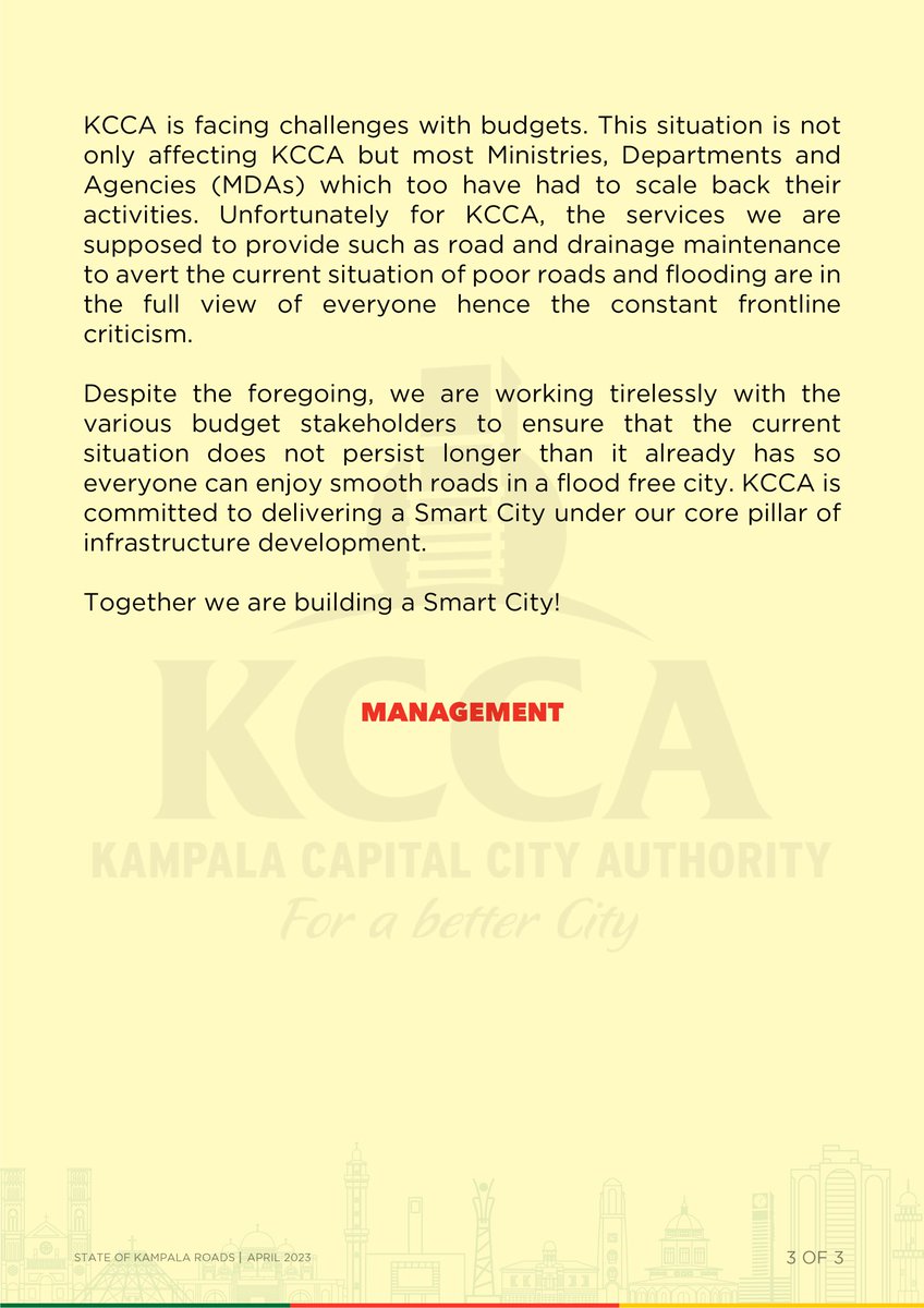 Kampala Capital City Authority (KCCA) tweet media