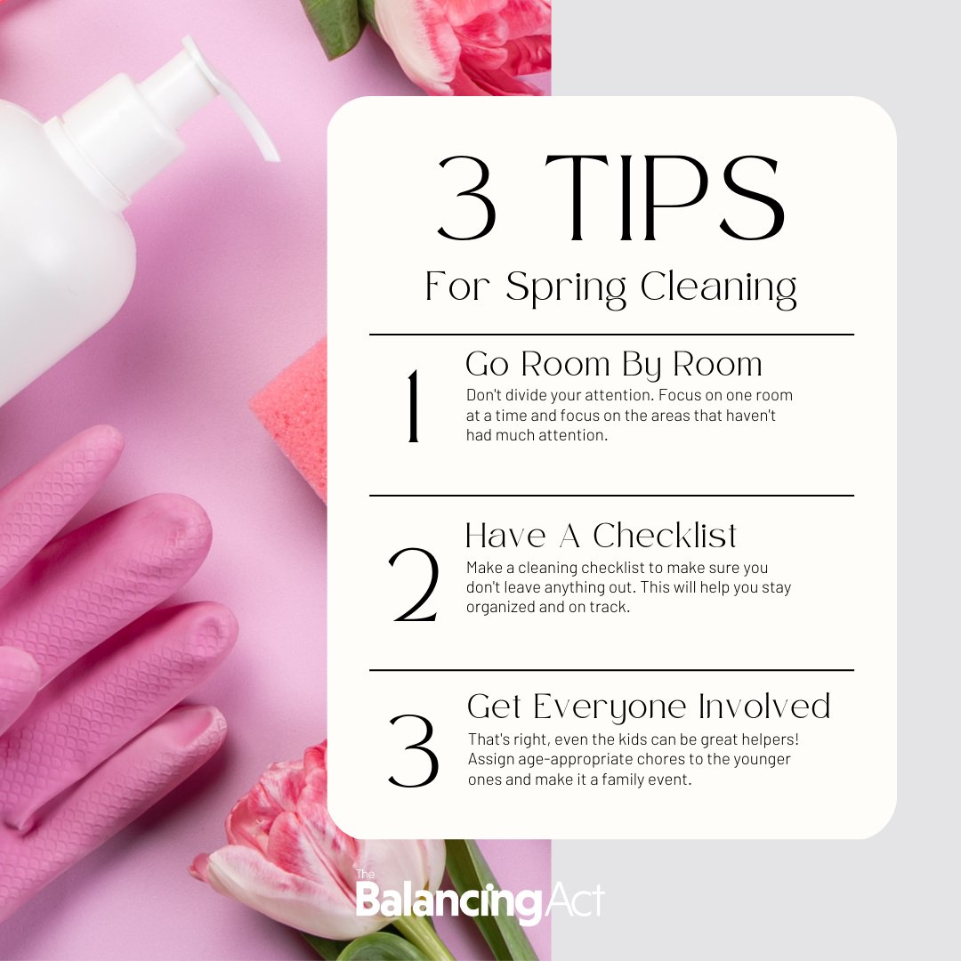 BalancingActTV's tweet photo. Spring cleaning doesn’t have to be a headache. 🧹 Use these tips to simplify the process and get your home looking and feeling clean in no time! 

#springcleaning #cleaningtips #cleaningchecklist https://t.co/PiyboxSUsL