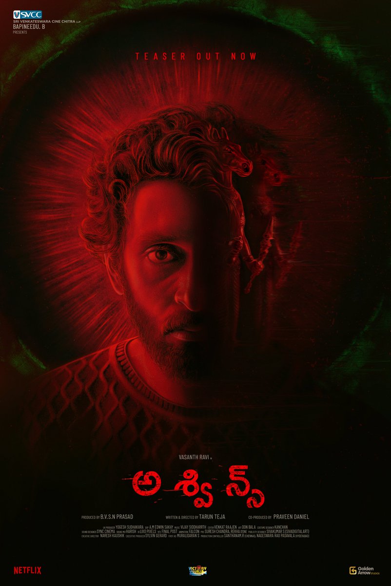 SVCCofficial's tweet photo. There is death in the darkness and the darkness is here. Presenting you the teaser of ‘ASVINS’. 
Produced by @SVCCofficial, Starring @iamvasanthravi, Directed by @taruntejafilm

TELUGU: https://t.co/z4cFzl83zN
TAMIL: https://t.co/mjQpJfUS0b

@BvsnP @praveen2000 https://t.co/aqyO15sv2v