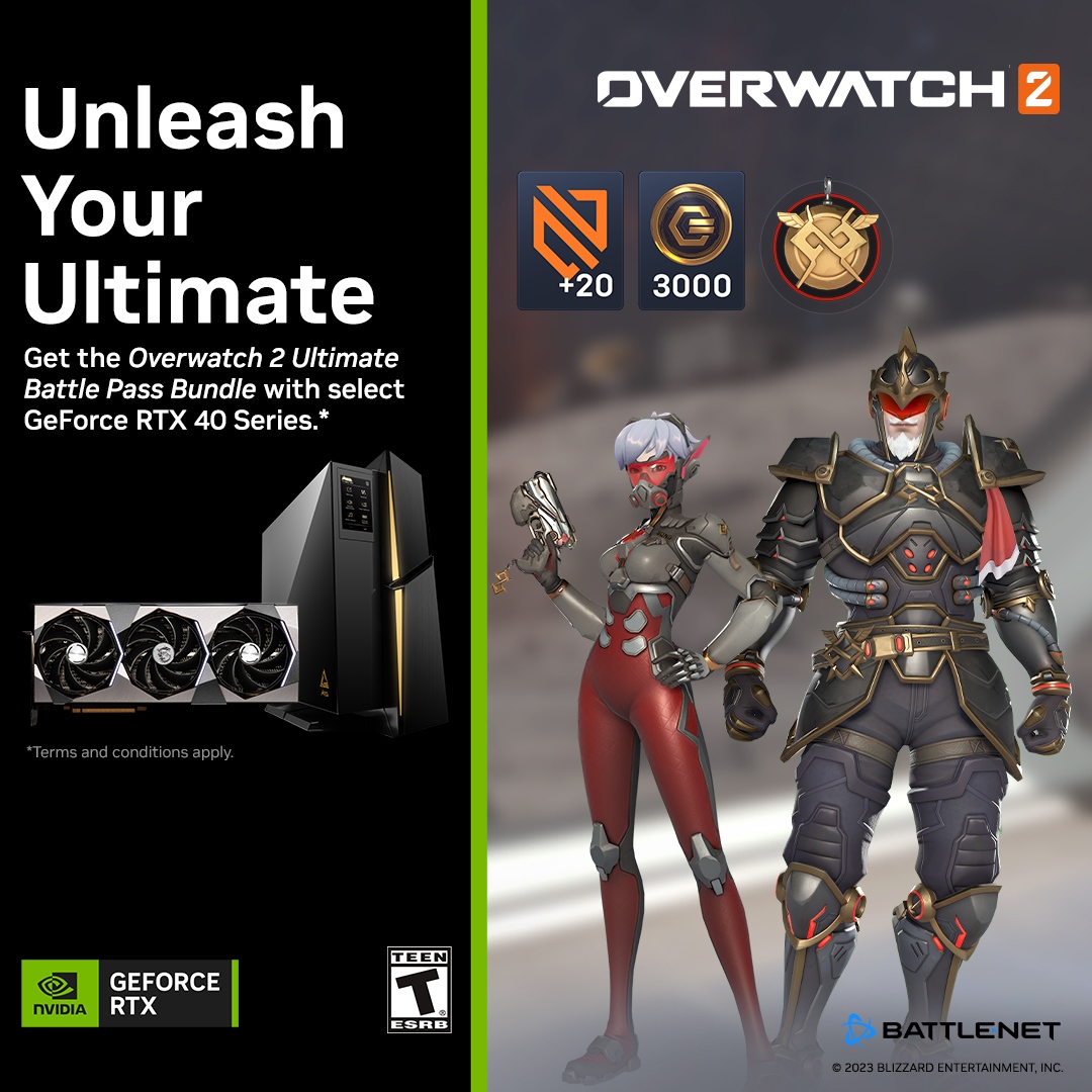 Get the #Overwatch2 Ultimate Battle Pass Bundle plus additional Overwatch 2 coins with select GeForce RTX 40 Series.
Learn more: msi.gm/UnleashYourUlt…

#MSIGraphicsCard #RTX40