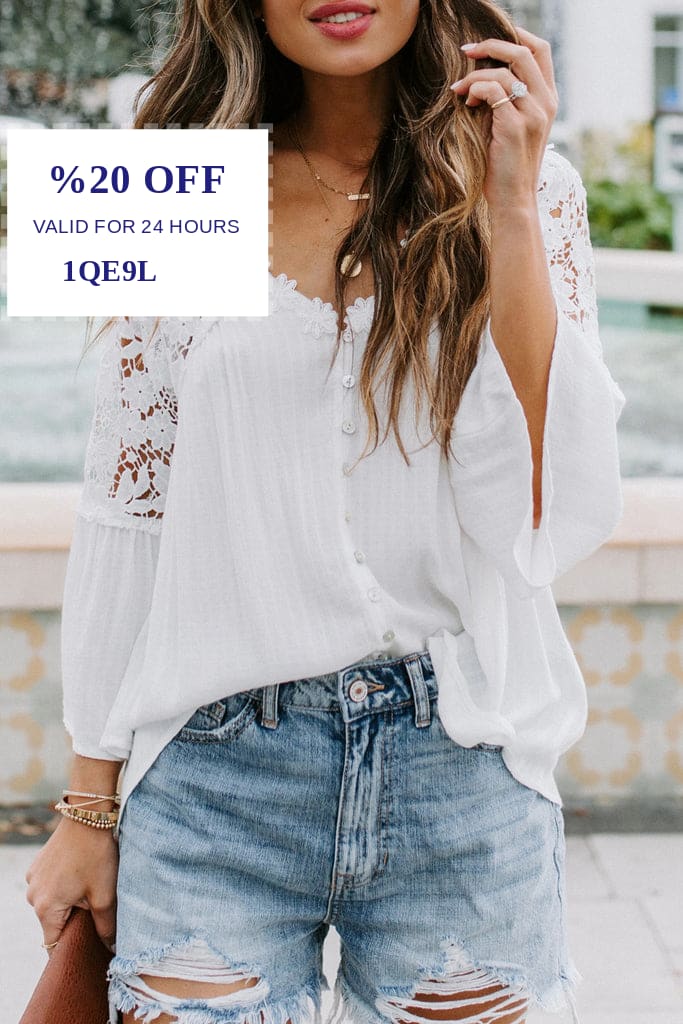 LAGCoffe's tweet photo. Check out this product 😍 Spliced Lace Bell Sleeve Buttoned Blouse 😍 
by Trendsi starting at $45.99. 
Shop now 👉👉 https://t.co/ssy82YHk6d https://t.co/iZYVmKQyfJ