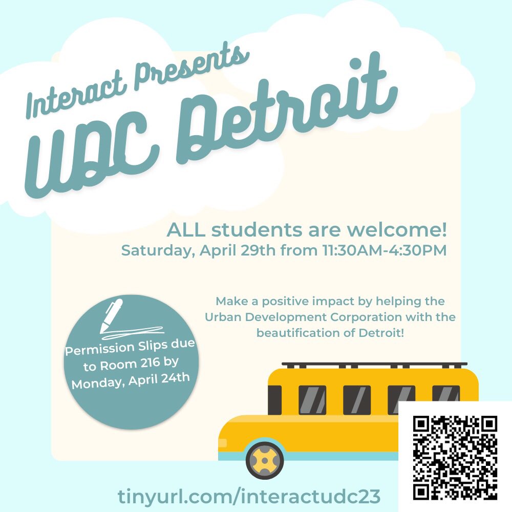Volunteer with ROHS Interact on April 29th!
Buses depart from ROHS at 11:30am and will return at 4:30pm
Send in your permission slips by April 24th!