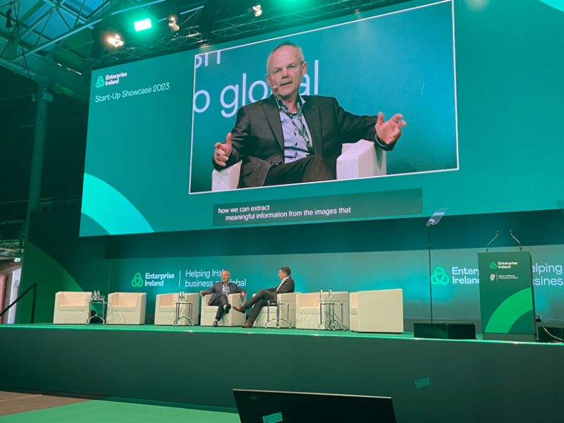 atlanticbridgev's tweet photo. @ubotica, another @atlanticbridgev backed #deeptech #startup  on stage at the @Entirl Start-Up Showcase 2023! CEO Fintan Buckley giving the keynote address talking about disrupting large markets such as #spacetech and key supports from likes of @EuropeanSpaceAgency and @Entirl https://t.co/qAsRyIza7q