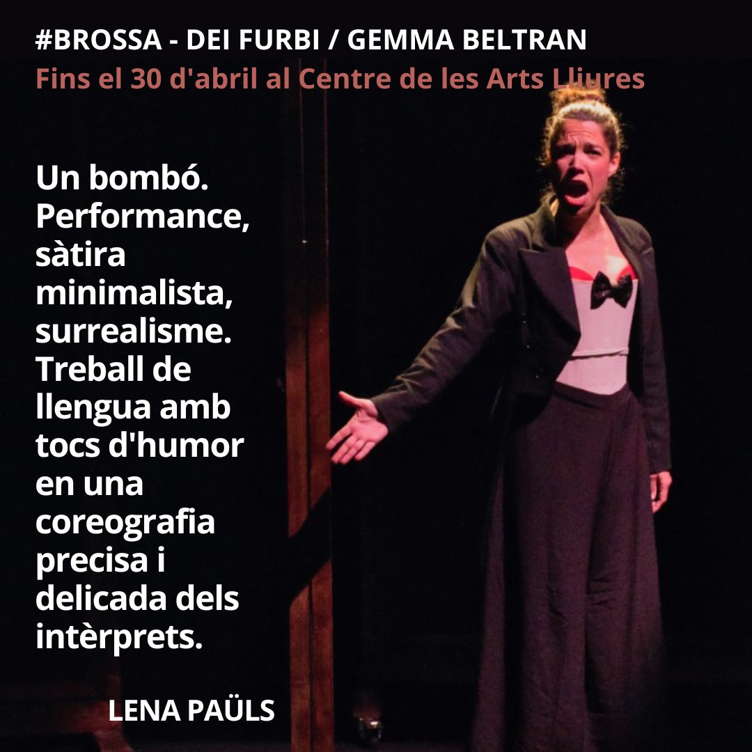 DeiFurbi's tweet image. Una nova crítica excel·lent, amb puntuació 9 sobre 10, per al nostre #Brossa. Ja tenim ganes de retrobar-nos amb el públic a la @fundaciobrossa

Podeu llegir la crítica sencera de @lenapauls en aquest enllaç: bit.ly/3MMQaQX