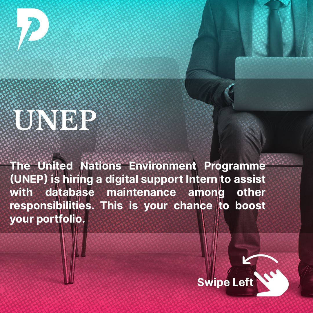 3. 🇰🇪Digital Support Intern at @UNEP

Join our Pan-African community here: 🔗powerlearnproject.org/community to apply.

#1MillionDevs4Africa #Opportunities #IkoKaziKE #TechJobs #Internship #DigitalSupport