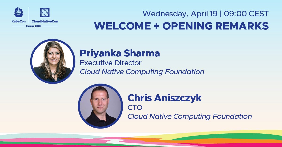 CloudNativeFdn's tweet photo. It's almost time! Join #CNCF's executive director @pritianka and CTO @cra tomorrow at 9:00 CEST as they kick off #KubeCon + #CloudNativeCon Europe 2023!
#Communityinbloom 🌷 https://t.co/rcrDfNmDbx