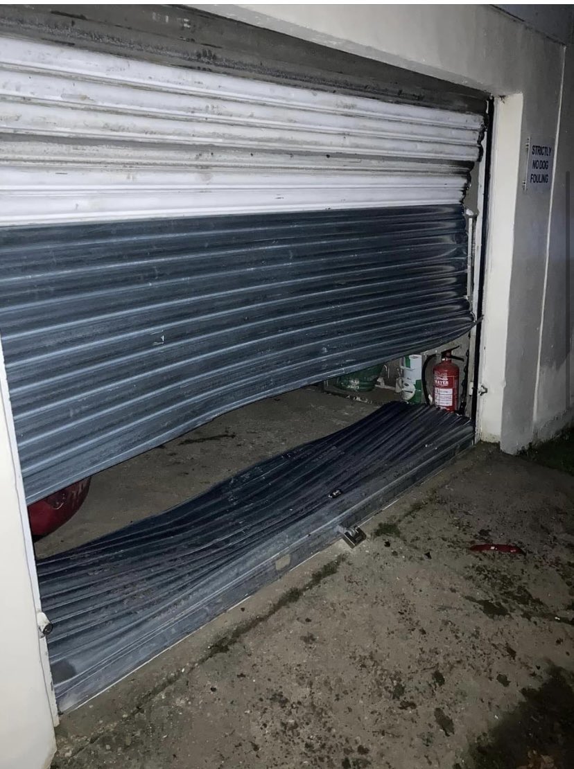 This is getting beyond the joke now. The garage was broken in to again last night for the 3rd time in 3 months. Door destroyed and pitch damaged just before the season. Anyone who can help finding who this was please get in touch.