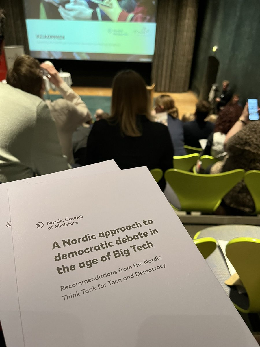 ekmansv's tweet photo. Launch of recommendations from the Nordic Think Tank for Tech &amp; Democracy: Wide ranging and timely topics - from a new permanent Centre to enforce EU regulation across the Nordics, to better access for researchers, and a new task-force on AI-enabled disinformation 🇩🇰 🇳🇴 🇸🇪 🇫🇮 https://t.co/oPQTLiu43G