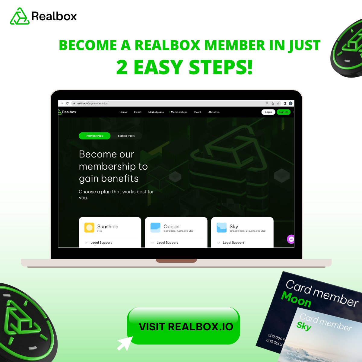 Realbox_io's tweet photo. In just two simple steps, you can become a member and invest in any of our plans without the need for KYC. All you need to do is sign up for a new account and purchase a subscription that suits you. πHead to https://t.co/PNJDIbncSG
#Realbox #RTTG #REB #RealboxMembership https://t.co/HxV6Fp8rZV