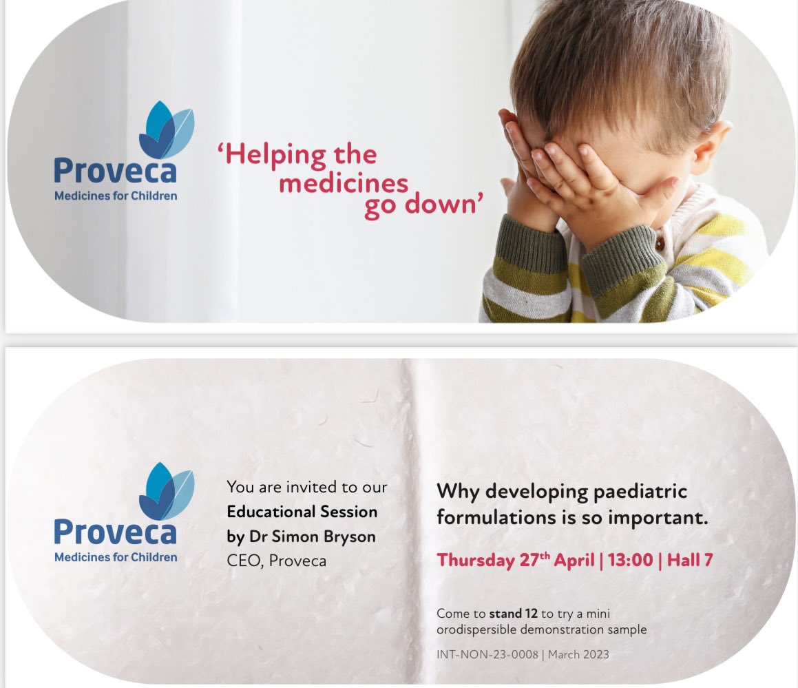 To all HCP’s attending <a href="/AEPCcongenital/">AEPC - Paediatric and Congenital Cardiology</a> conference in Dublin next week: 💊Invitation to an educational seminar on ‘Helping the Medicines go down - Why developing paediatric formulations is so important’ 💊. 💙Thursday 27th April, 1pm - Hall 7 💙.  #paediatrics #cardiology