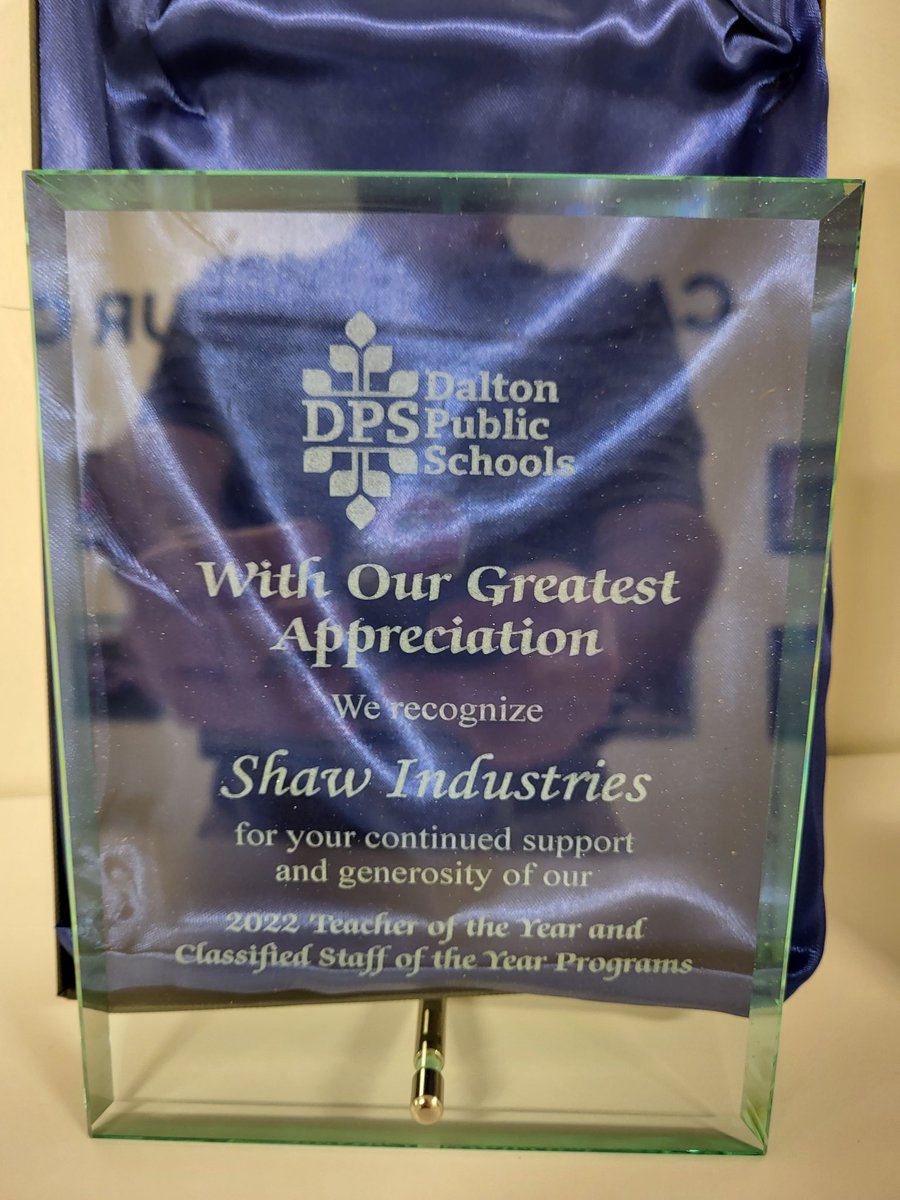 Thank you @DPSschools for recognizing @Shaw_Inc last night as a business partner. We appreciate the partnership to create a better future for the youth of Greater Dalton.