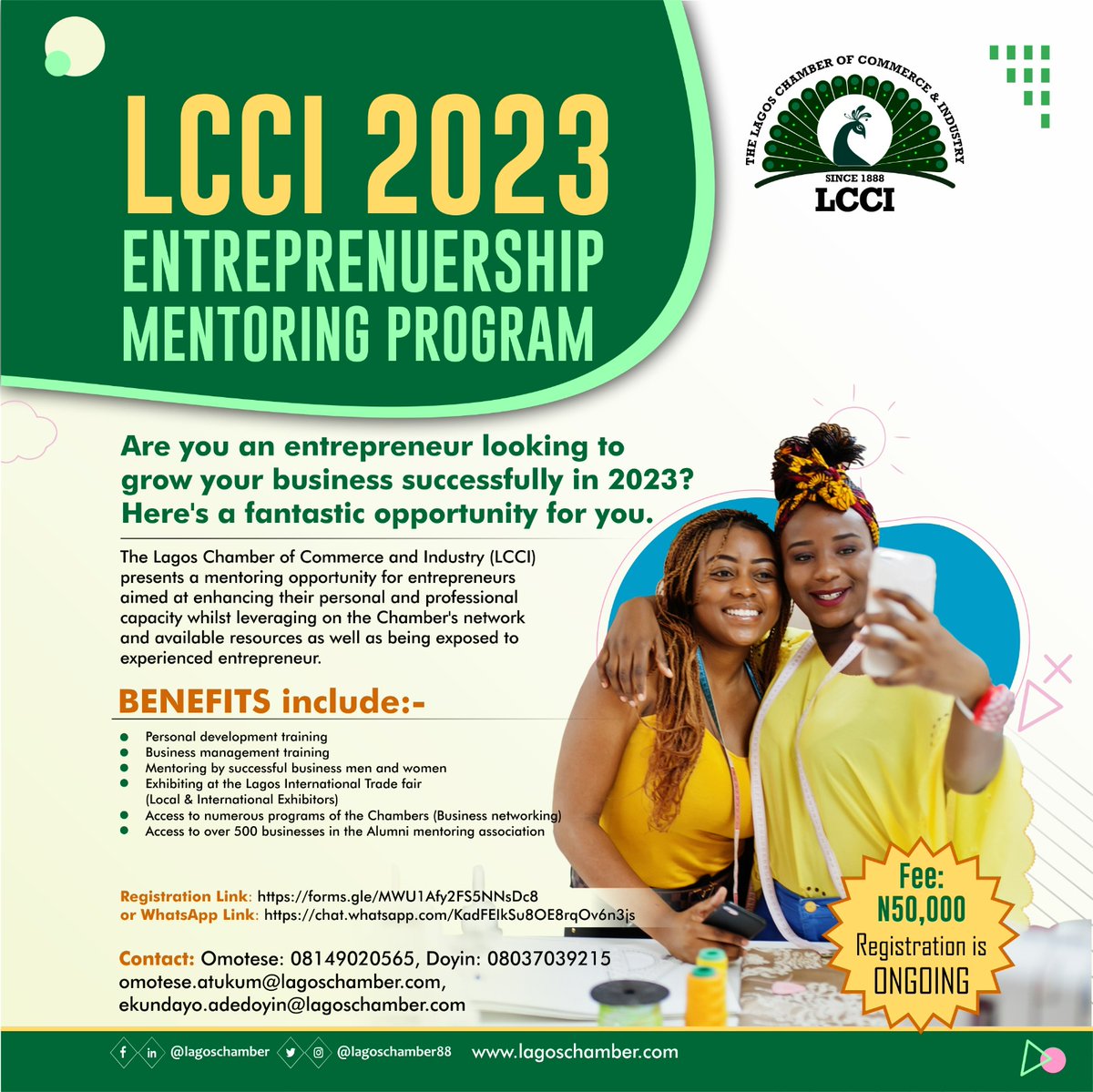 It includes business counselling & mentoring, business tours & hangouts, hybrid classroom learning. The programme is expected to kick off in May 2023, alongside the annual LCCI Mentoring Program.
/End/

#entrepreneursuccess #entrepreneurshipeducation #businessgrants #startups