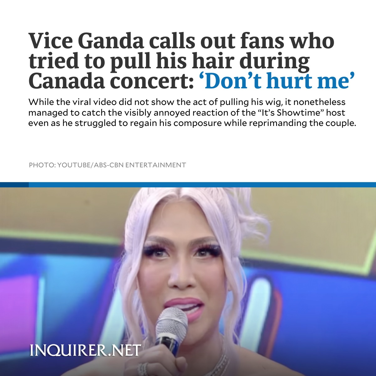 Vice Ganda calls out fans who tried to pull his hair during Canada