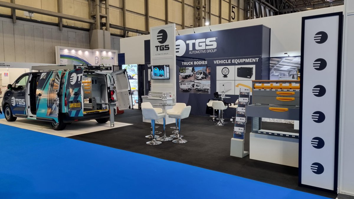 <a href="/tgsvehicles/">TGS Automotive Group</a> up now <a href="/TheCVShow/">Commercial Vehicle Show</a> grabbing everyones attention with their new #exhibition stand!
Including custom light boxes, branded #electric van and huge fabric #graphic walls