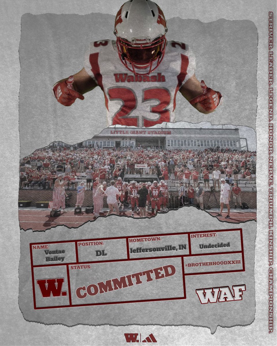 I am highly blessed to announce that I am 100% committed to <a href="/WabashFB/">Wabash College Football</a> I’m very excited to continue my academic and athletic career. I want think my coaches, friends,family, and teammates.I couldn’t have done it without them!

<a href="/WabashFB/">Wabash College Football</a> <a href="/JeffHS_AD/">Jeff Red Devil ATH DEPT</a> @JeffHS_FB <a href="/sacip49/">Coach Isaac Parker</a>