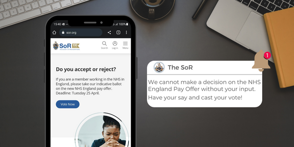 Do you accept the NHS England pay offer?

There is still time to take our indicative ballot and have your voice heard: survey.alchemer.eu/s3/90550352/so…

🗓 Ballot closes: 3pm Tuesday 25 April

#RadiographersMatter