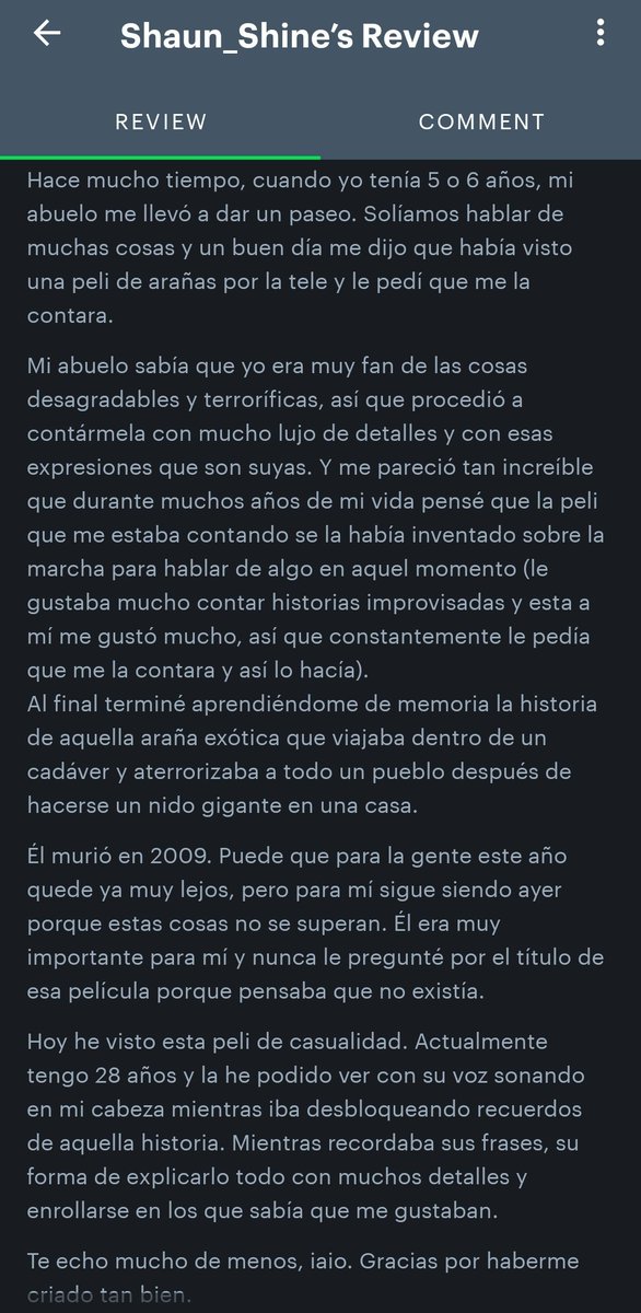 Emmmh, bueno, ayer vi Aracnophobia y pasó una cosa muy bonita 🥺

Os dejo la review que puse en Letterboxd. Sé que es mucho texto, pero jo 💜 en twitter hay que empezar a poner cosas bonitas también