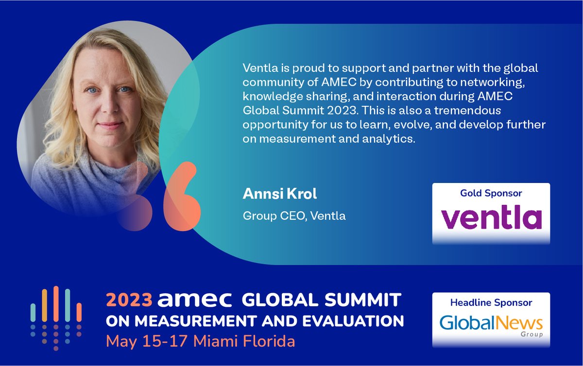 Thank you @annsikrol & @scamarda for your support to #AMEC. Great to have @VentlaEvents as a #GoldSponsor of the #amecsummit, Miami, 15-17 May. Meet Ventla & other sponsors in the exhibition area. Find out more why you should attend 👉 lnkd.in/dgu6VZcF