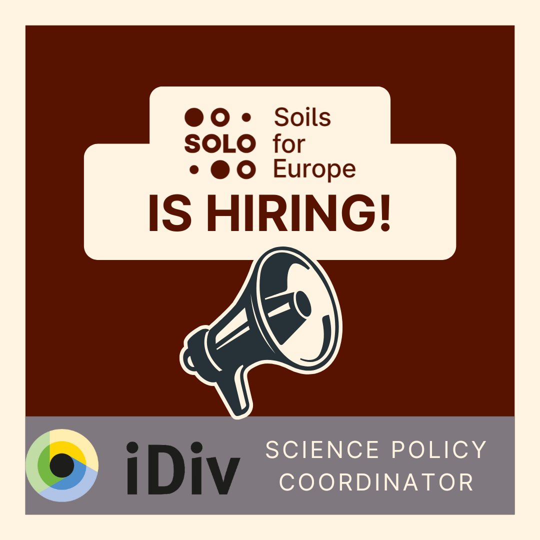 Soils for Europe (@soils4europe) on Twitter photo SOLO has an open position for a Science Policy Coordinator in <a href="/idiv/">iDiv Biodiversity Research</a>! 📢
The deadline for applications is 28 April 2023.🗓️
Find out more about the position and how to apply in the link below ⬇️
soils4europe.eu/news/join-solo…
#soilhealth #soilrestoration #aSoilDealforEurope SOLO has an open position for a Science Policy Coordinator in <a href="/idiv/">iDiv Biodiversity Research</a>! 📢
The deadline for applications is 28 April 2023.🗓️
Find out more about the position and how to apply in the link below ⬇️
soils4europe.eu/news/join-solo…
#soilhealth #soilrestoration #aSoilDealforEurope