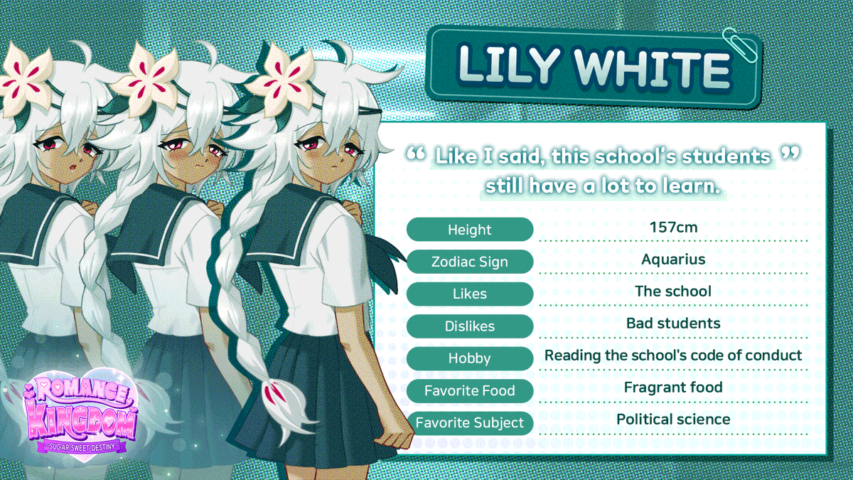 CRKingdomEN's tweet photo. The mysterious Lily White always seems to keep to herself. What could she be hiding behind that sad smile, I wonder?

Stop by and visit her sometimes in the science lab! Be careful not to overstay your welcome, though... 🤍

#CookieRun #CookieRunKingdom #RomanceKingdom https://t.co/CXdgwkKKbI