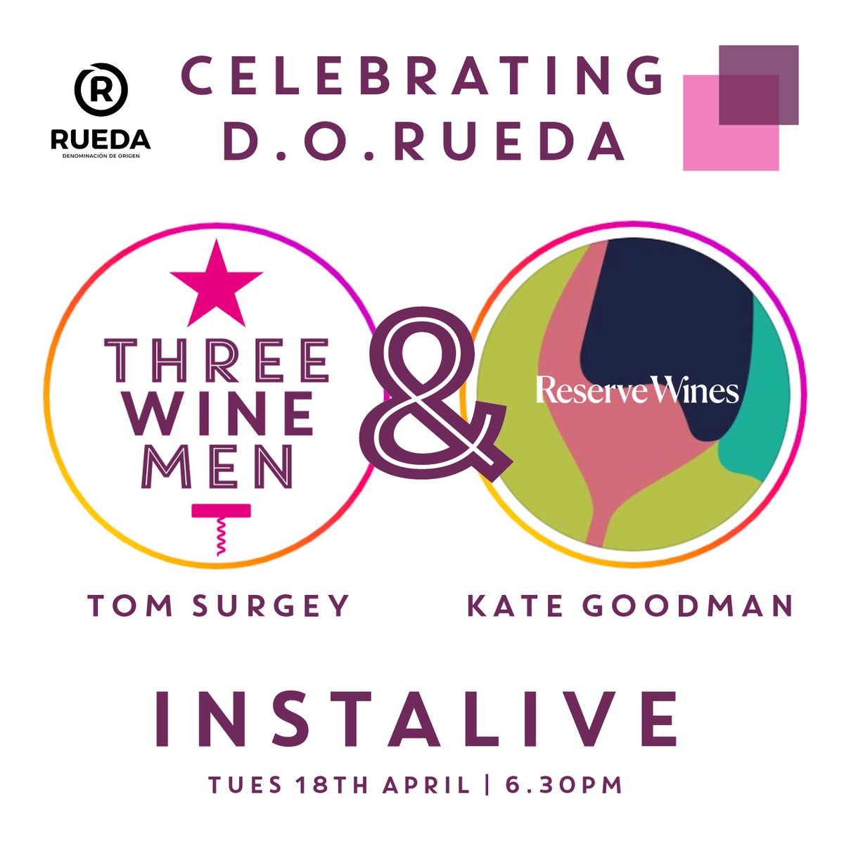 Three Wine Men (@threewinemen) on Twitter photo Looking forward to tonight's InstaLive at 6.30pm with <a href="/TomSurgey/">Tom Surgey</a> and <a href="/ReserveWinesUK/">Reserve Wines</a>. They'll be chatting about (& tasting) Spain's premier white wine area – <a href="/DORueda/">D.O. Rueda</a>. Looking forward to tonight's InstaLive at 6.30pm with <a href="/TomSurgey/">Tom Surgey</a> and <a href="/ReserveWinesUK/">Reserve Wines</a>. They'll be chatting about (& tasting) Spain's premier white wine area – <a href="/DORueda/">D.O. Rueda</a>.