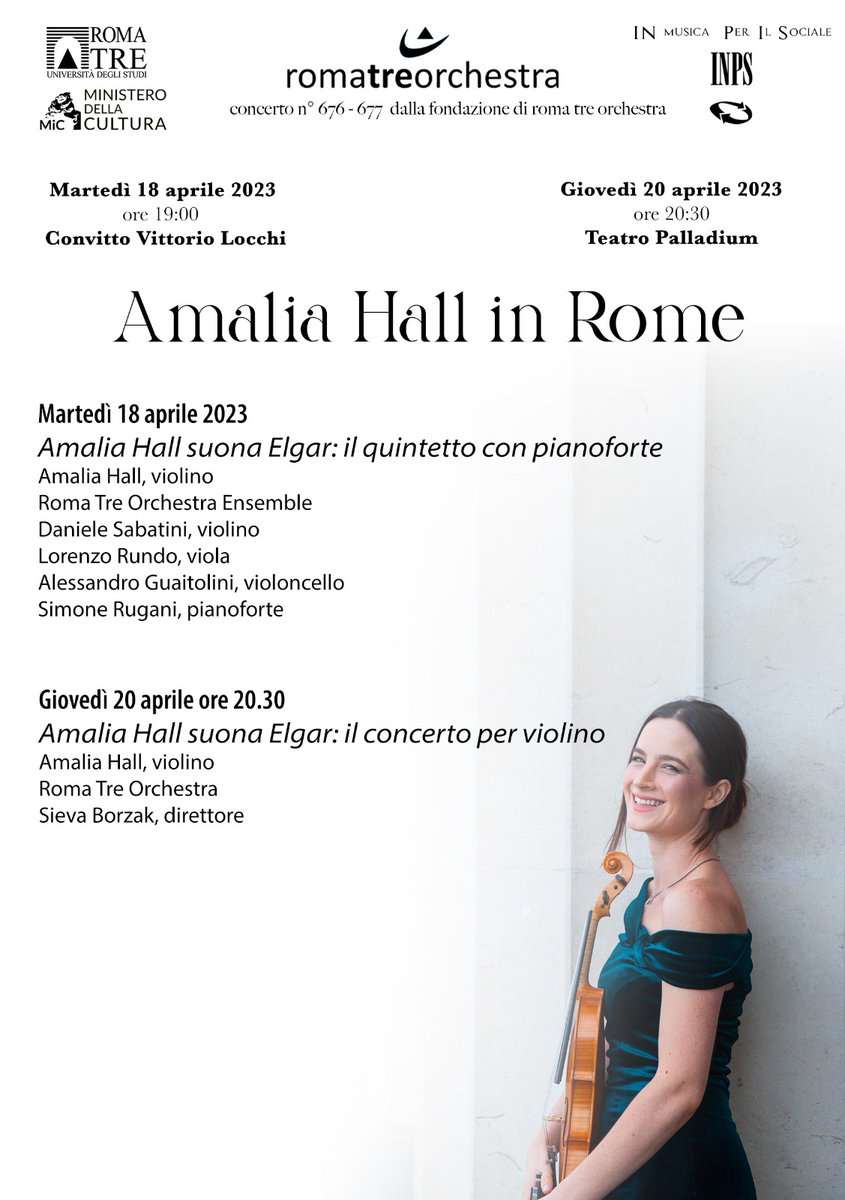 Today <a href="/AmaliaViolin/">Amalia Hall</a> at #convittolocchi thanks to <a href="/INPS_it/">INPS</a> #inmusicaperilsociale <a href="/UnivRoma3/">Università Roma Tre</a> #nelcuore. 
Giovedì concerto sinfonico al #teatropalladium