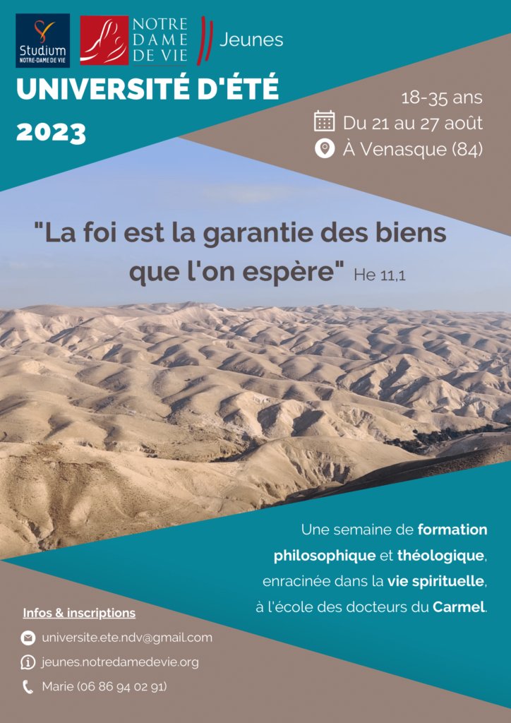 studiumNDameVie's tweet photo. #Étudiants, #JeunesPros, que faites-vous cet été?
📢Université d'été #UDTStudium @NotreDamedeVie sur le thème de la #foi
📅21-27 août 2023
📍Maison de l'Horeb à #Venasque
👨🎓20 h de formation: enseignement, 📖, échanges
🙏oraison & messe quotidienne
➡️https://t.co/NuViwrmjqm https://t.co/9cIUIrI1tH