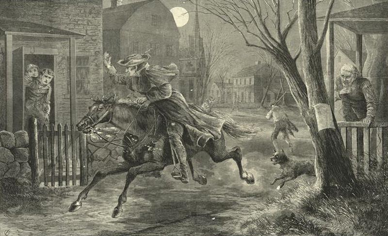 OTD April 18, 1775 #Paul_Revere and others take midnight ride to warn of British approach. Early use of signals communication.